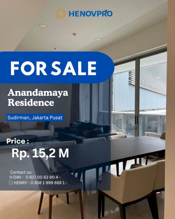 DIJUAL Apartemen  Anandamaya Residence Best Unit 3+1BR City View