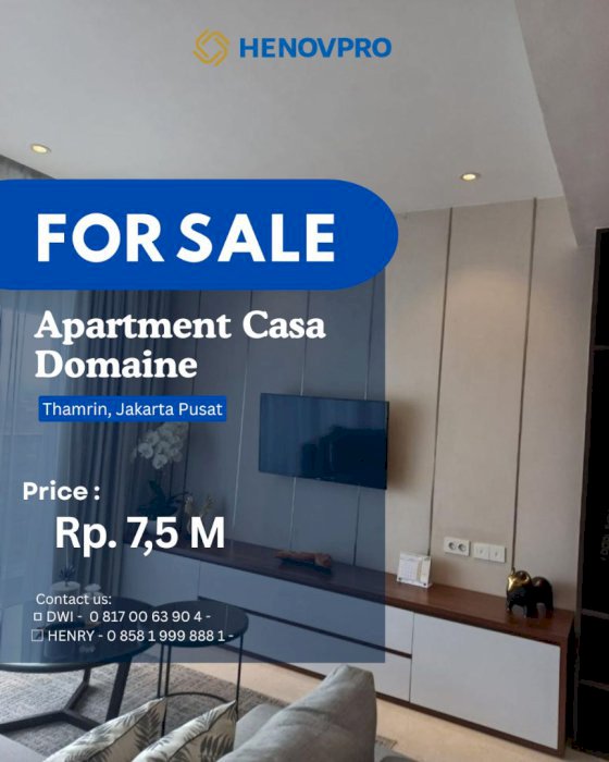Jual Cepat Casa Domaine Apartment 3 BR Fully Furnished