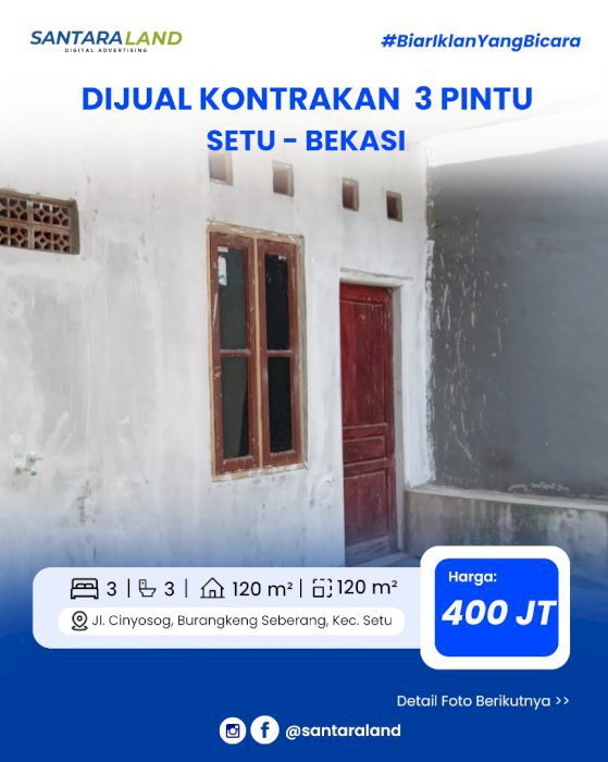 DIJUAL KONTRAKAN 3 PINTU – SETU, KAB. BEKASI