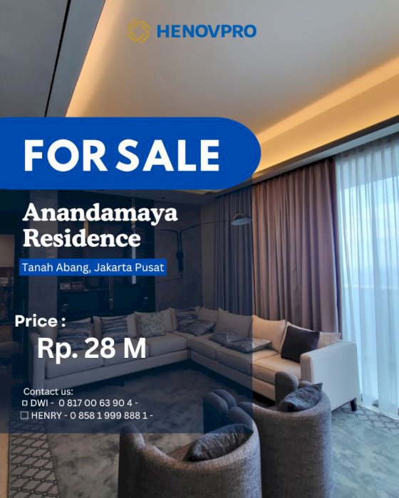 DIJUAL Apartemen Anandamaya Residence Best Unit 3+1BR City View