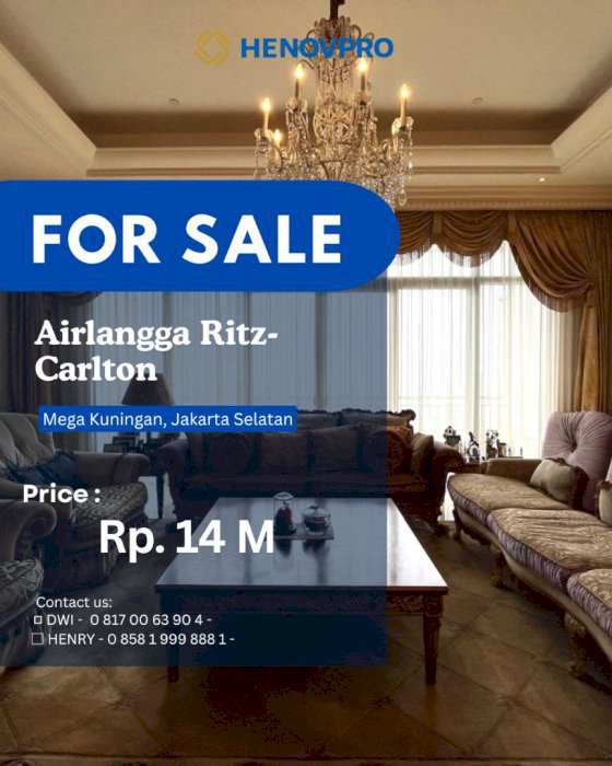 JUALUnit Apartemen Airlangga Ritz Carlton Kuningan 4BR Fully Furnished