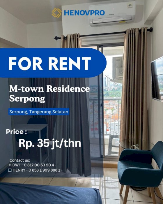 Disewakan Best Unit Studio M Town Residence Serpong City View