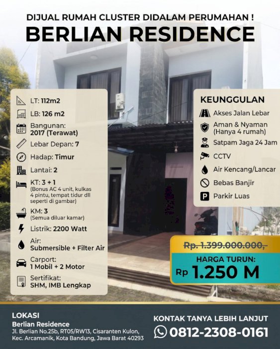 Dijual Rumah Cluster Ekslusif Arcamanik Bandung