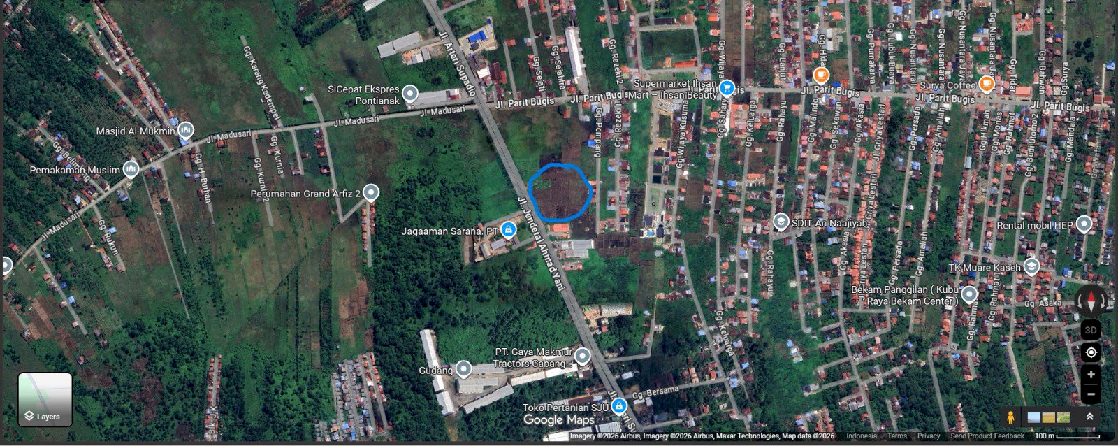 Jual lahan kosong potensial di kawasan berkembang Jl Ahmad Yani 2