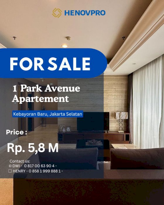 TURUN HARGA 1 Park Avenue 3+1BR Full Furnish dan Renov JUAL RUGI