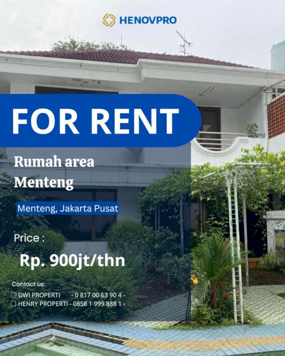 DISEWA RUMAH SIAP HUNI DI MENTENG LOKASI STRATEGIS BISA UNT RESTORAN
