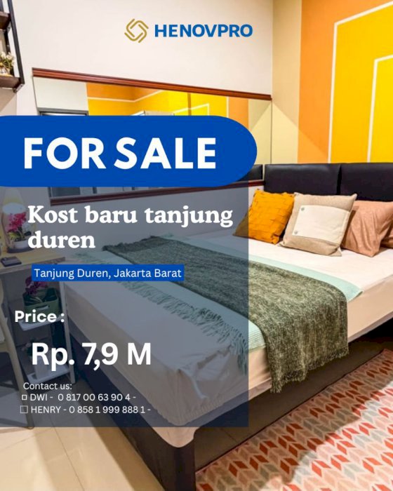 DIJUAL KOST BARU TJ DUREN RAYA ROI 8%-10% DKT MALL, UNIVERSITAS