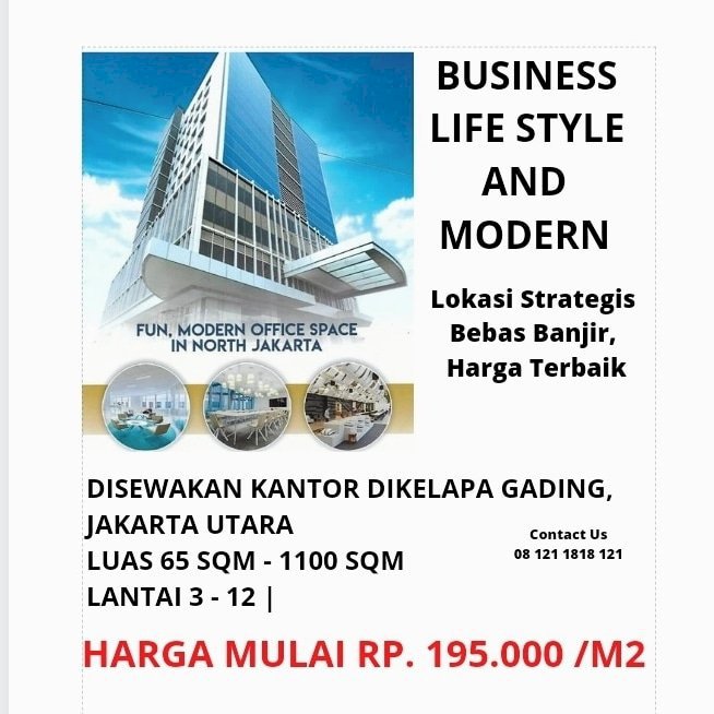 Kantor Murah disewakan lokasi Strategis dikelapa gading