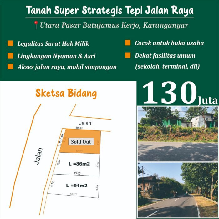 DIJUAL TANAH PEKARANGAN STRATEGIS DI KERJO, KARANGANYAR!