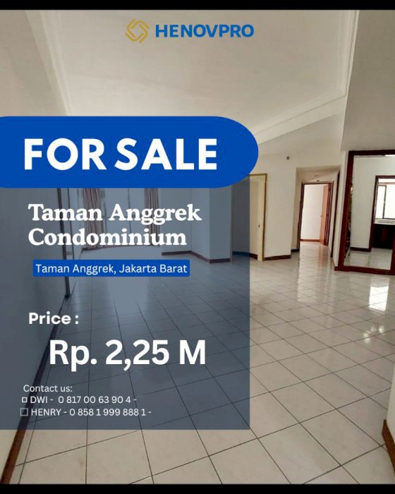 DIJUAL  APARTEMEN  Taman Anggrek Condominium 3+1BR Spesial Price