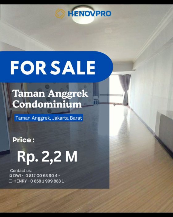 Harga Terbaik Dijual Apartemen  Taman Anggrek Condo 3+1BR