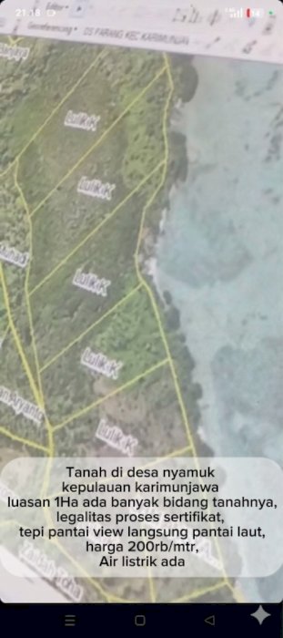 Tanah Tepi Pantai Super Murah Ds Nyamuk Karimunjawa - View Laut Lepas