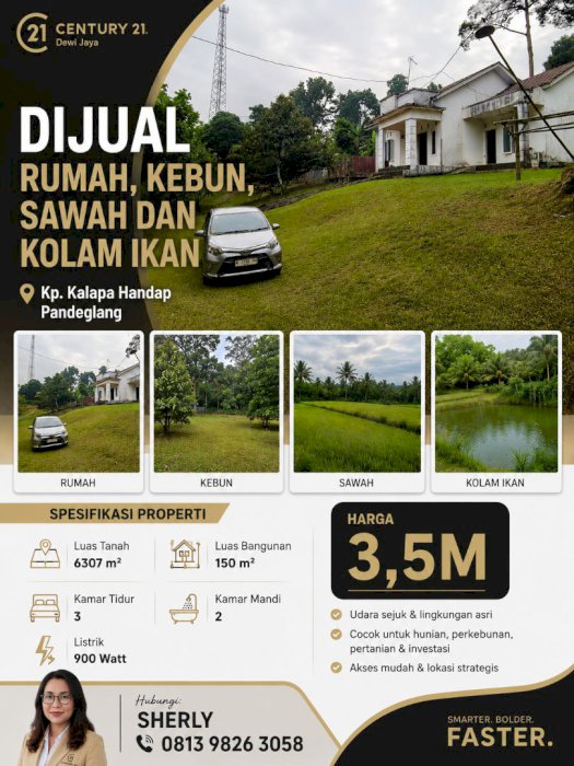 Dijual villa + kebun + sawah + kolam ikan