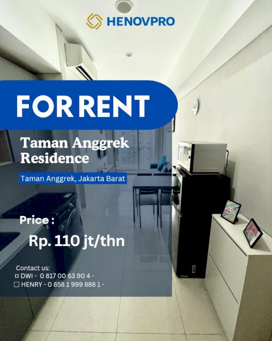 DISEWA  Best Unit 3BR Full Furnish Renov Mid Fl at Taman Anggrek