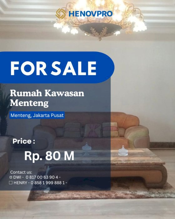 Dijual Rumah Cantik Lokasi Tenang dan Super Elit di Menteng Jakarta