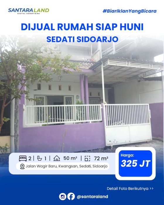 DIJUAL RUMAH BU SIAP HUNI DI SEDATI SIDOARJO
