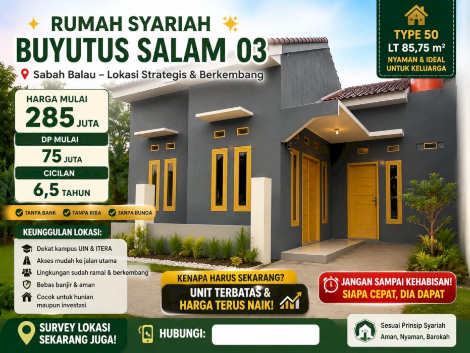 Rumah Syariah Buyutus Salam 03 Sabah Balau Lampung