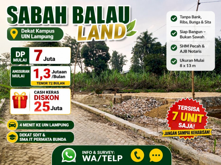 Kavling siap huni lokasi strategis di Sabah Balau Lampung