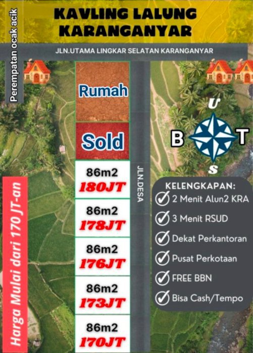 Dijual Kavling Lalung Karanganyar – Harga Mulai 170 Jutaan