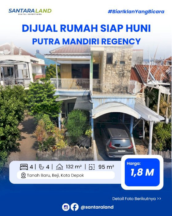DIJUAL RUMAH 2 LANTAI SIAP HUNI DI PUTRA MANDIRI REGENCY BEJI DEPOK