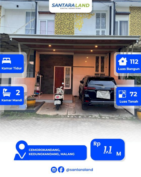 RUMAH TERAWAT SIAP HUNI DI KEDUNGKANDANG — 5 MENIT KE PINTU TOL