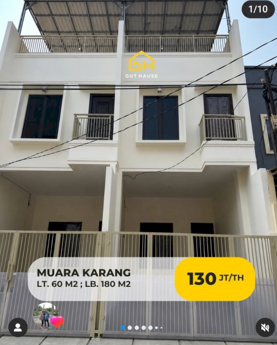 Disewakan Rumah Muara Karang Brand New 3 Lantai di Jakarta Utara