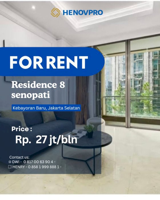 DISEWA UNIT TERBAIK 1BR BARU RENOV SCBD AREA RESIDENCE 8