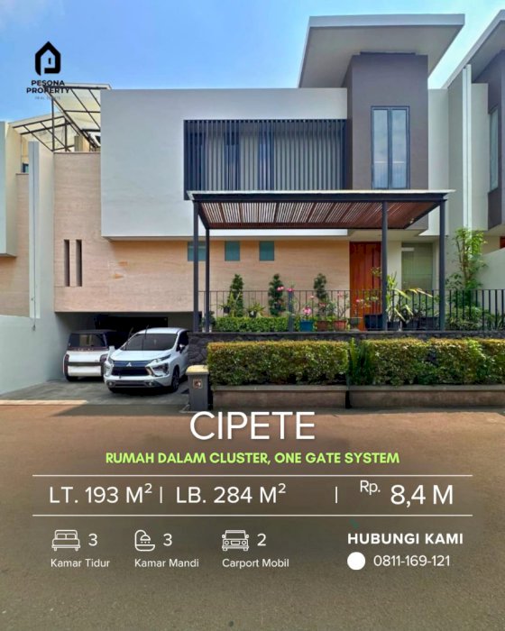 Di jual rumah dalam cluster di Cipete Jakarta Selatan