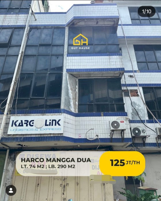 Disewakan Ruko Harco Mangga Dua 4 Lantai