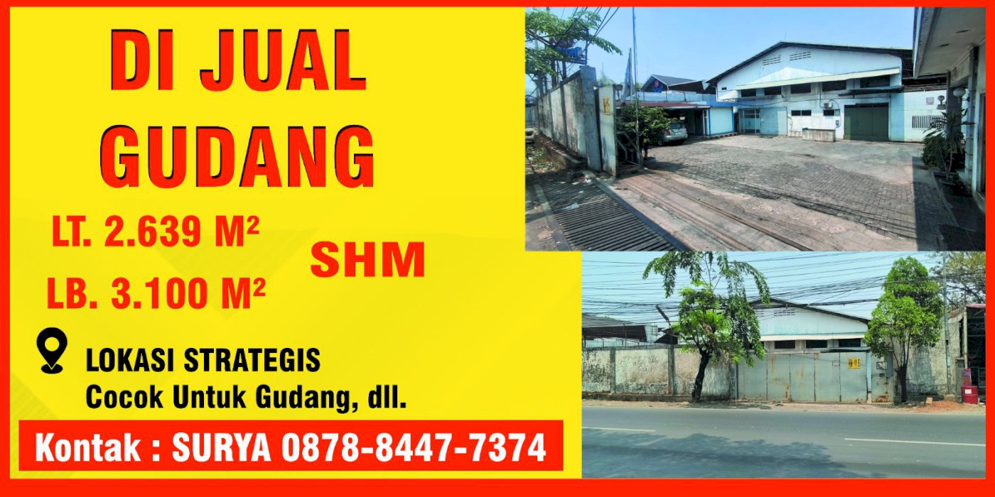  GUDANG STRATEGIS PINGGIR JALAN RAYA NAROGONG BEKASI - SIAP PAKAI